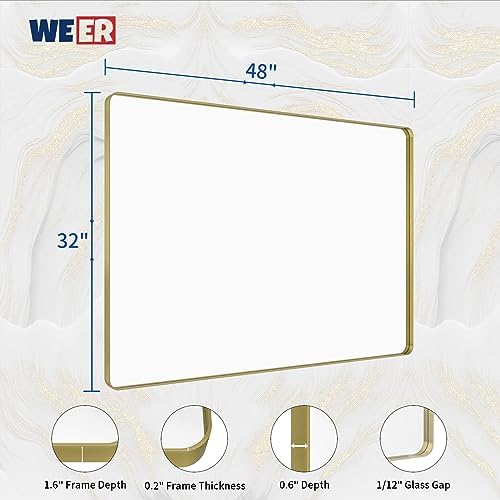WEER Gold Bathroom Vanity Mirror 48X32 Inch - Image 6
