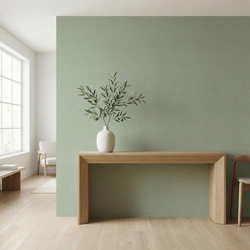 WADILE Grasscloth Peel and Stick Wallpaper 15.7in x 78.7in Light Green - Image 3