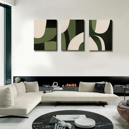 NCCXNCC 3PCS green abstract geometric canvas wall art 12x16 inch framed - Image 6