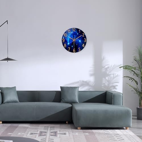 Blue Glass Wall Clock Battery Operated 14 Inch - Image 4
