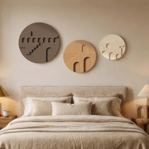 3D Textured Round Neutral Abstract Boho Wall Art - Image 6