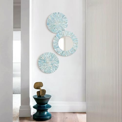 3PCS Natural Mother of Pearl Beach Mirror Wall Art Room Decor - Image 3
