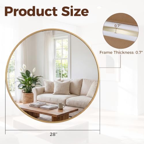 Sweetcrispy 30 Inch Round Wall Mirror, Bathroom Mirrors - Image 2