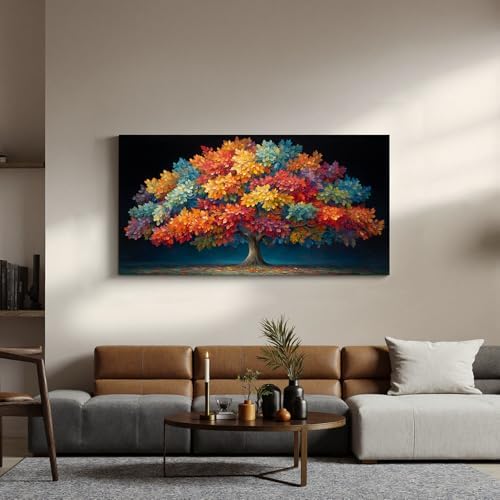 YISXINOAG Colorful Tree of Life Wall Art Modern Landscape Painting 20"X40" - Image 4