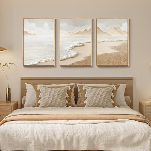 Framed Boho Beach Coastal Wall Art, 3 Piece Ocean Wall Decor, 16x24 Inch - Image 7