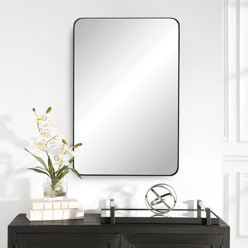 Black Bathroom Wall Mirror, 24 x 36 Inch Rectangle Vanity Modern Mirror - Image 4