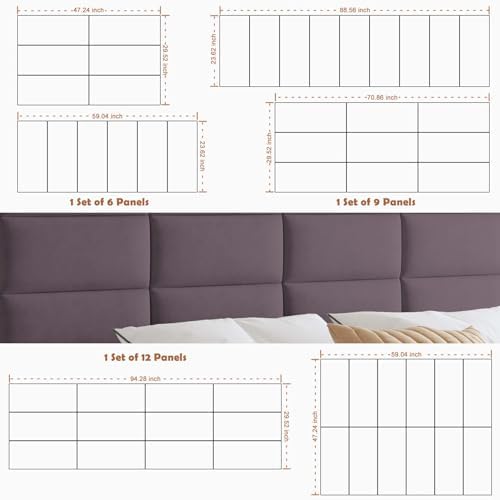 IFNOW Wall Mounted Headboard, Peel and Stick Panels, Dark Purple - Image 6