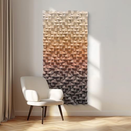 LIUZEYUE Warm Gradient Pine Relief, Rustic Wood Wall Art, Sculpted Art by Unknown