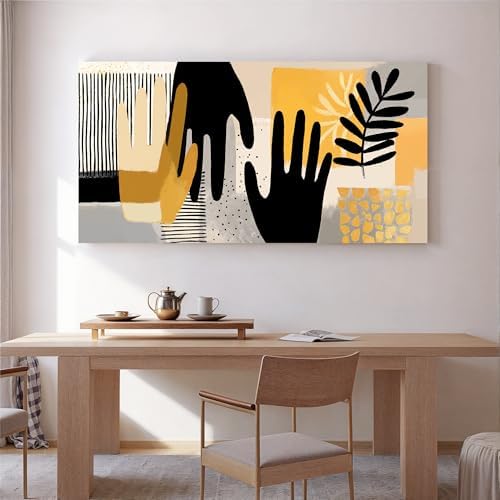 I@U Abstract Boho Wall Art Prints Minimalist Black Yellow Wall Art Decor Modern - Image 2
