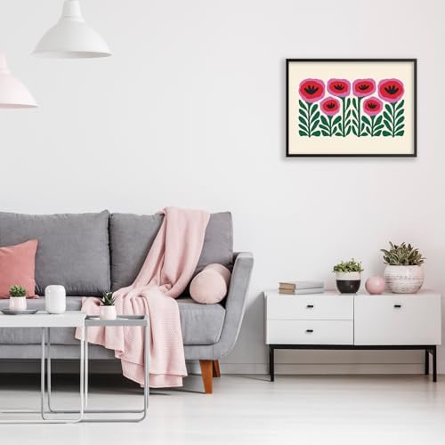 Heltrappe Pink and Green Flower Poster Vintage Nature Abstract Botanical Wall - Image 3