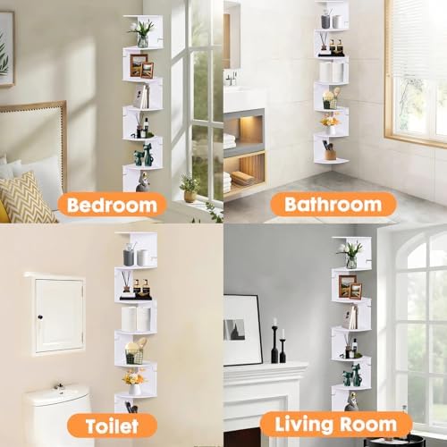 ShellKingdom Corner Shelf Wall Mount, 7 Tier Corner Bookshelf, Floating Display - Image 3