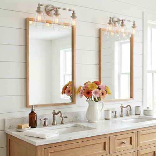 24" x 36" Natural Oak Bathroom Mirror, Moisture-Resistant Rectangular Vanity - Image 2