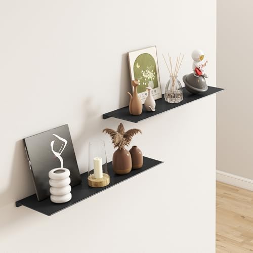 MKO 16" Floating Shelves for Wall, Long Metal Wall Mounted Shelf for Bathroom - Image 2