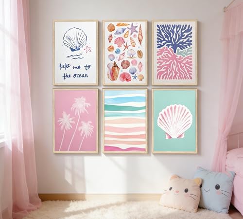 Pink and Blue Coastal Wall Art, Unframed Canvas Posters - Image 7