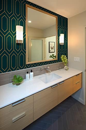 Safiyya Geometric Peel and Stick Wallpaper Gold and Dark Teal Contact Paper - Image 6