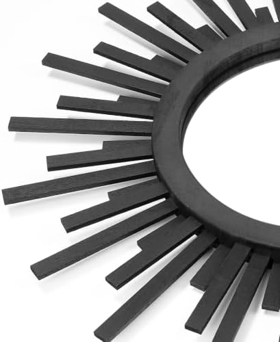 24 Inch Boho Sunburst Mirror, Round Wooden Wall Decor Starburst Sun Mirror - Image 6