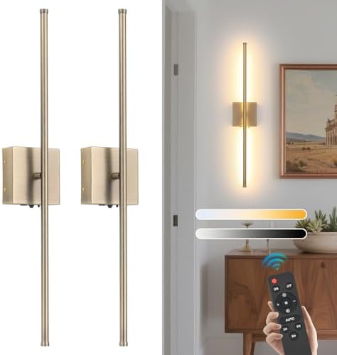 Battery Operated Wall Sconces set of 2, 11000mAh Rechargeable Brushed Bronze by KELUOLY