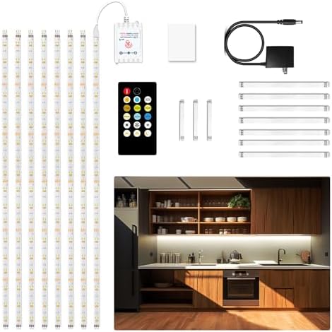 DAYBETTER 8 PCS Under Cabinet Lighting Kit, Bright Under Cabinet Lights by DAYBETTER