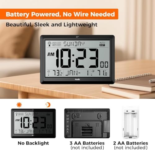 HODIK Atomic Wall Clock with Indoor Outdoor Temp, Digital Clocks - Image 5