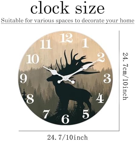 XFM Rustic Cabin Deer Wall Clock 10 Inch Farmhouse - Image 6