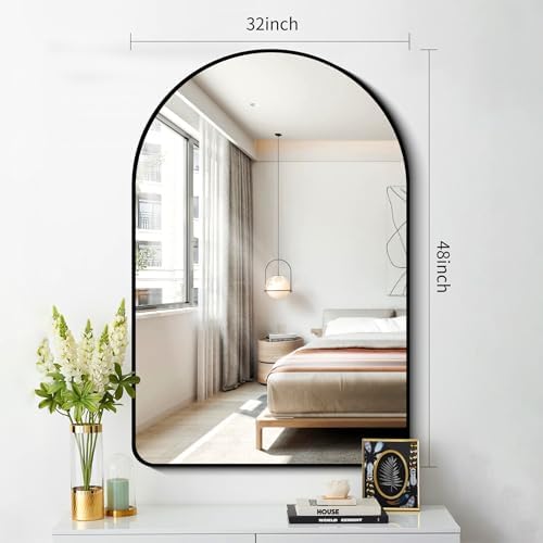 FORBATH Arched Mirror 32x48 Inch, Bathroom Mirror Wall Mounted Modern Black - Image 2