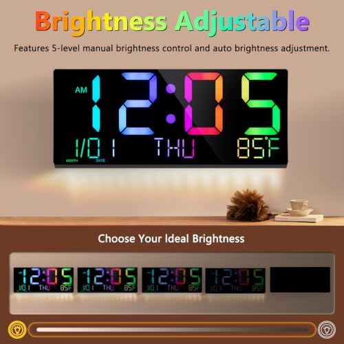 16" Large Digital Wall Clock: 11 RGB Color LED Display - Image 5