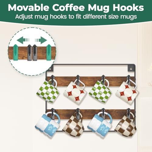 EsLuker.ly Mug Holder Hanger Cup Display Rack Wall Mounted, 4 Pack - Image 2