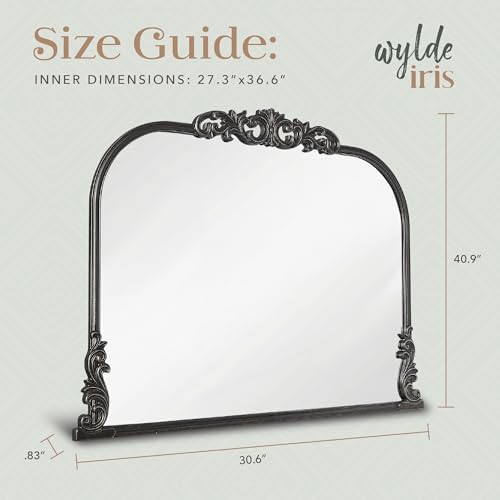 Wylde Iris English Estate Carved Arch Wood Wall Mirror, Mirror - Image 2