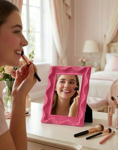 Wavy Wall Mirror, Modern Rose Pink Bedroom Decor Aesthetic - Image 6
