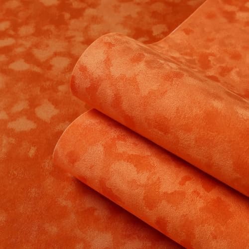 Stickyart Soft Orange Velvet Wallpaper Peel and Stick Felt Fabric Drawer Liner by Stickyart