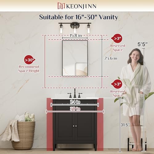 Keonjinn 16x24 Inch Gold Bathroom Mirror - Image 2