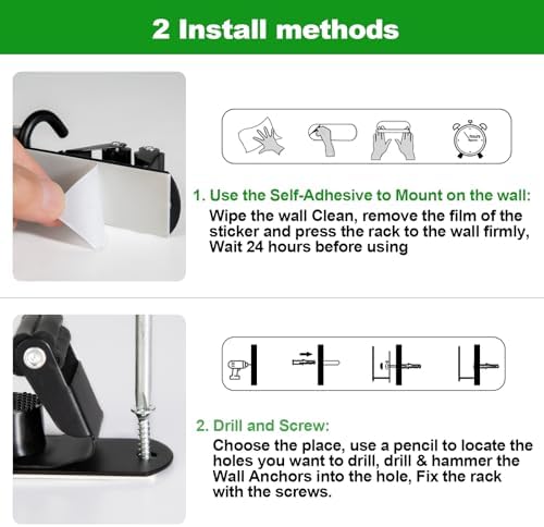 voze 3 Racks and 4 Hooks Mop and Broom Holder Wall Mount, Self Adhesive Heavy - Image 6