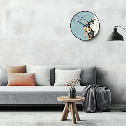 8 inch Decorative Wall Clock Battery Operated, Cat Pattern - Image 5