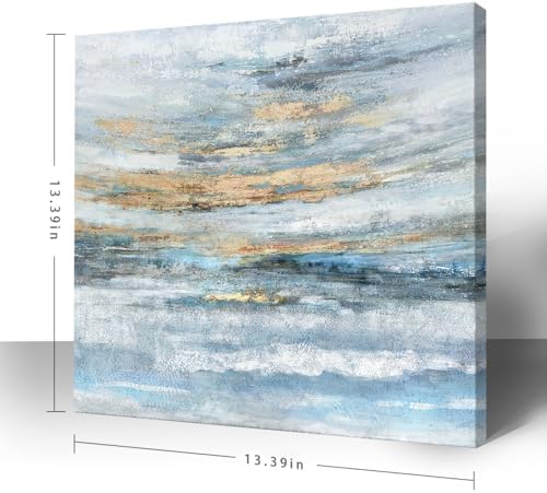 Nicetop Bathroom Wall Art Abstract Canvas Art Print Modern Blue Ocean Picture - Image 2