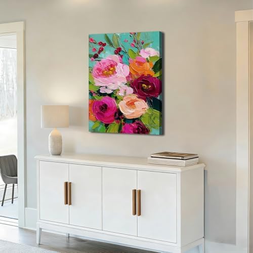ZERILYN Ship Next Day Modern Floral Canvas Wall Art Colorful Flower Canvas - Image 3