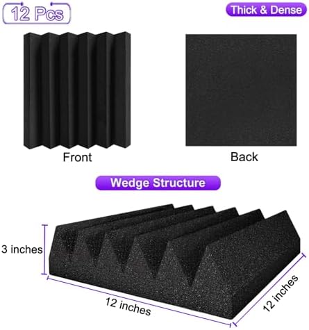 TroyStudio Thick Acoustic Foam Panels, Dense Soundproof Padding Tile, Recording - Image 2