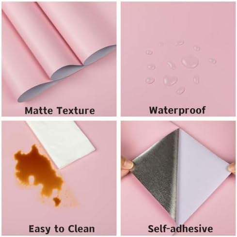 Pink Peel and Stick Wallpaper Self-Adhesive Contact Paper Not Ease Torn - Image 2