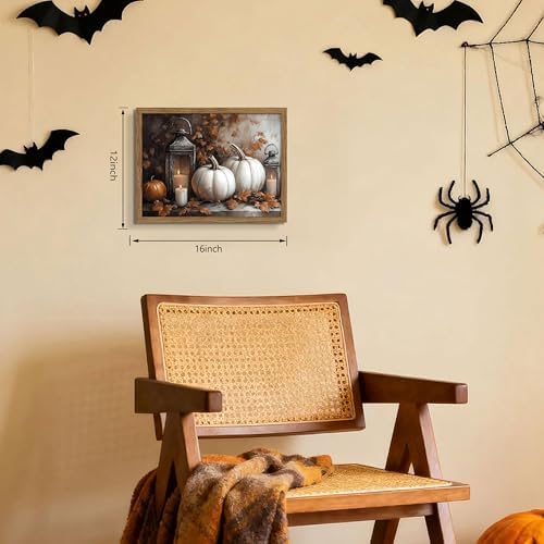 Framed Vintage Halloween Pumpkin Canvas Wall Art, Pumpkins - Image 4