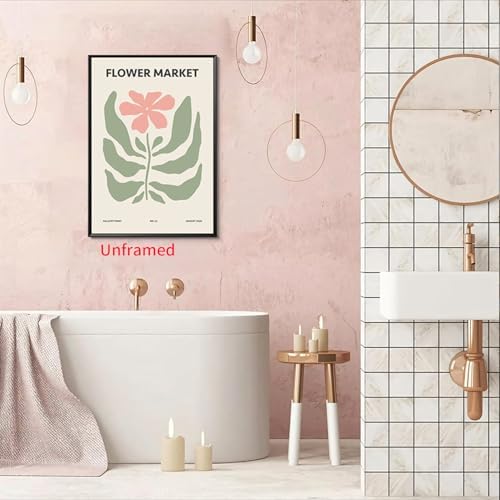 Yaneiro Pink Flower Market Wall Art Set of 3, Colorful Wildflowers Floral - Image 4