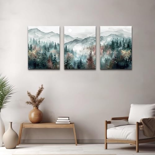 TTHYUEWS Wall Art For Living Room Farmhouse Decor For Bedroom Office Fog Forest - Image 3