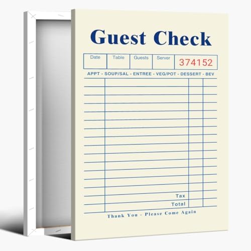 Blue Blank Guest Check Posters Trendy Retro Wall Art fun Diner Art Canvas Print by Unknown