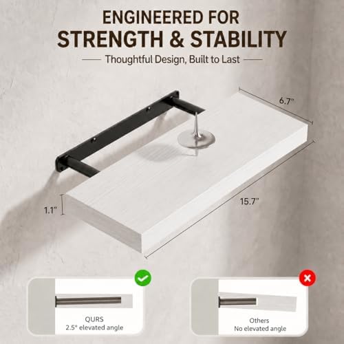 Floating Shelves for Wall, 16 inch Set of 3 Bathroom Shelf Bedroom Kitchen - Image 3