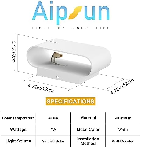 Aipsun Modern LED Wall Sconces Hardwired Interior Wall Lights 4 Packs Indoor - Image 5