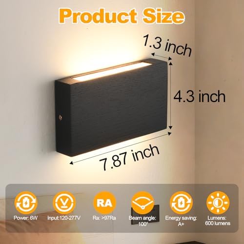 Modern Wood LED Linear Wall Sconce, Mini Up Down Wall Mount Light, UL Listed - Image 2