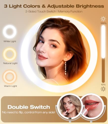 Gospire 8”Wall Mounted Lighted Makeup Mirror - Image 4