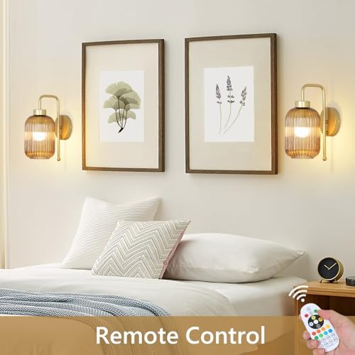 LAMSU Vintage Gold Wireless Wall Sconces Battery Operated, Rechargeable Wall - Image 5