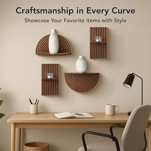 American Art Decor Half Circles Meet Right Angles 4-Piece Shelf Set - Image 4