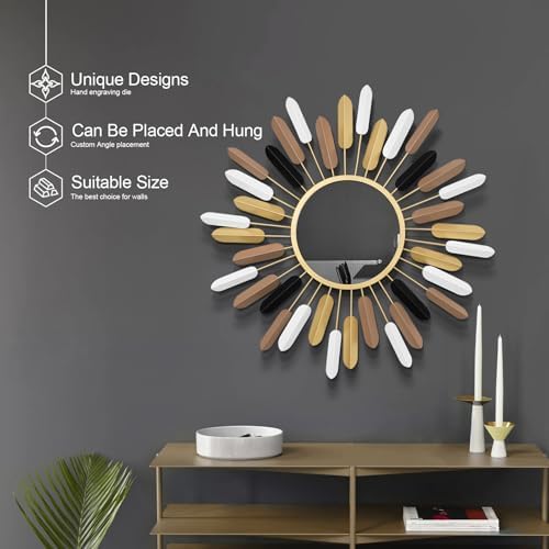 Sunburst Wall Decor Gold Sunburst Mirror, 30”Gold Decorative Mirrors - Image 6