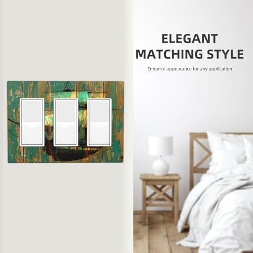 Light Switch Covers Rustic Green Wood Grain Sailboat 3 Gang Rocker Electrical - Image 7