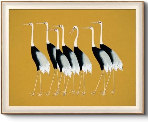 VIYYIEA Framed Vintage Crane Canvas Wall Art by VIYYIEAART